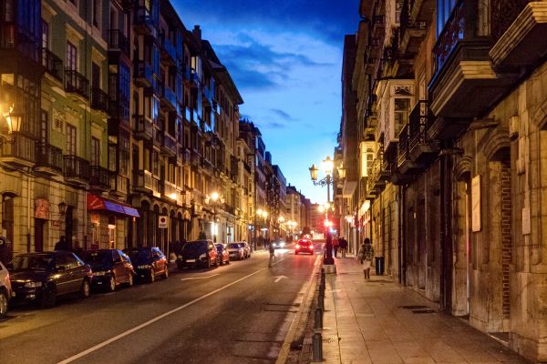 jalan,perkotaan,malam,noche,calle,asturias