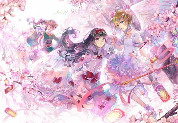 anime,Anime piger,Card Captor Sakura,Kinomoto Sakura,illustration,lyserød