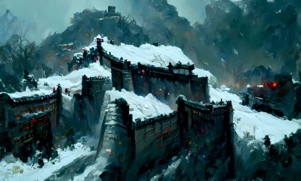 AI painting, 雪, 中国建筑, 建筑