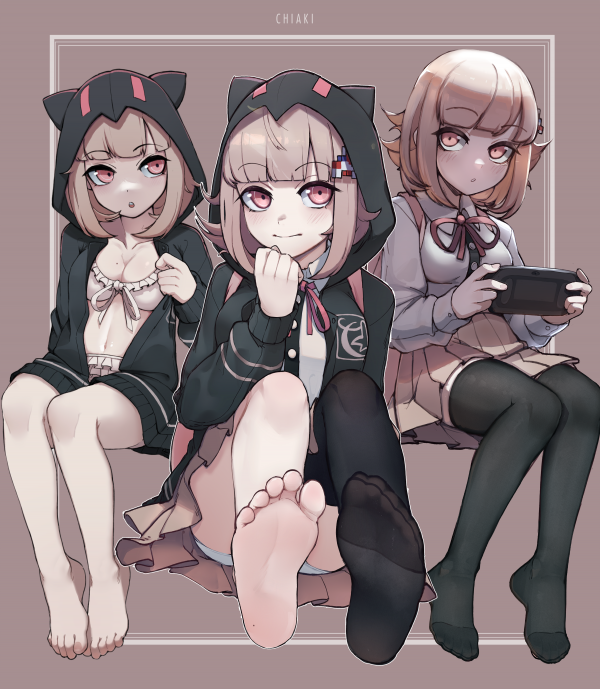 Dangan Ronpa, Galaga, Nanami Chiaki, animal hood, ฟุต, เท้าเปล่า