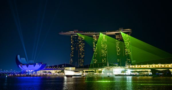 Marina Bay,éjszaka,Singapore,2560x1347 px