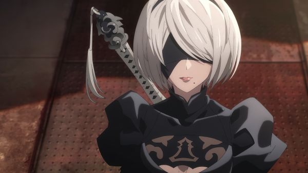 anime,Nier Automaty,4k,Anime screenshot,anime dívky,páska přes oči