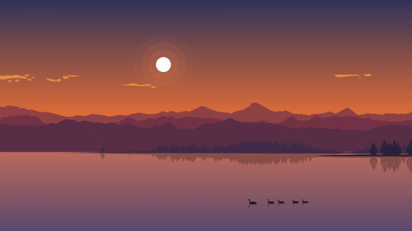 sunset,digital prints,landscape,mountain pass