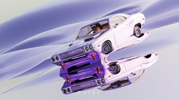 Esquivar,Dodge Challenger,Muscle cars,cromo,CGI,coche