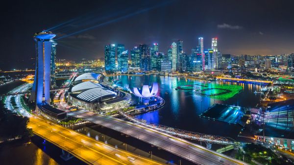 város,légi felvétel,Singapore,Marina Bay