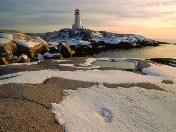 hav, bukt, sten, strand, sand, snö