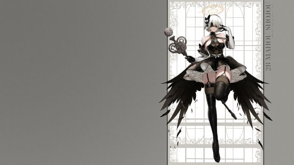 thigh high boots,lår høyder,2B Nier automata,vinger,personale,magical girls