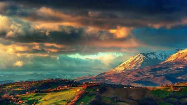 sunlight,sunset,nature,landscape,mountains,hill