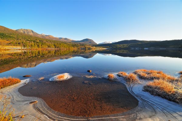 musim gugur,danau,refleksi,jatuh,November,pegunungan