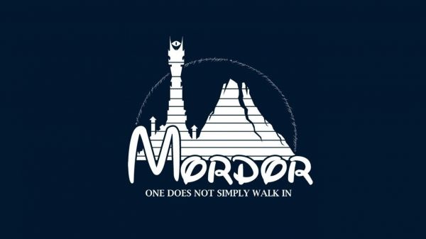 Mordor Middle Earth,1366x768 px,umělecká díla,Disney,humor,minimalismus