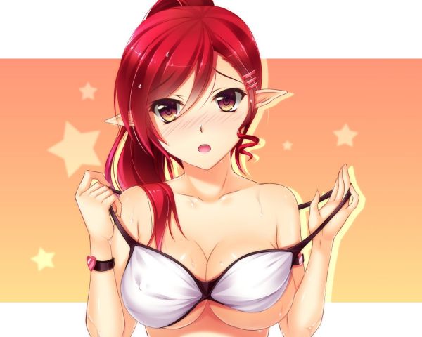 ilustrasi,anime,gadis anime,gambar kartun,menghadapi,si rambut merah