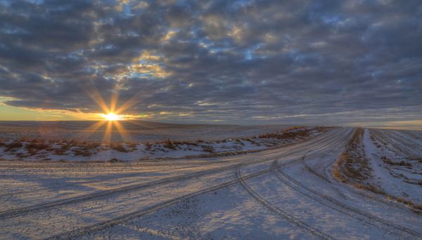 zonlicht, landschap, zonsondergang, nacht, hemel, sneeuw