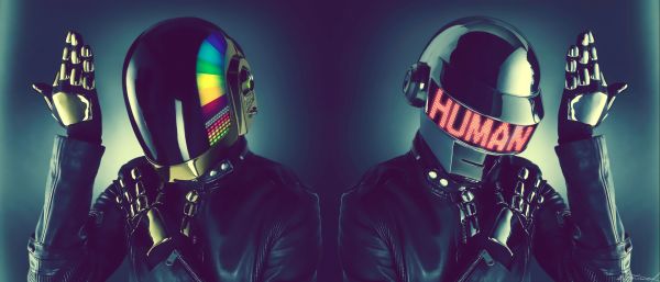 anime, muziek-, Daft Punk, illustratie, stijl, duisternis