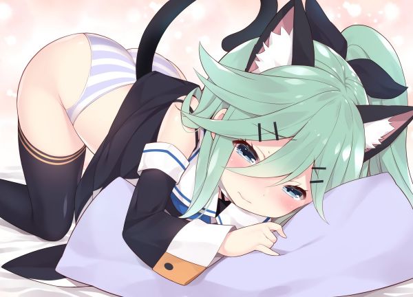 Kantai Collection,hale,waifu2x,Yamakaze KanColle,Nekomimi,trusser