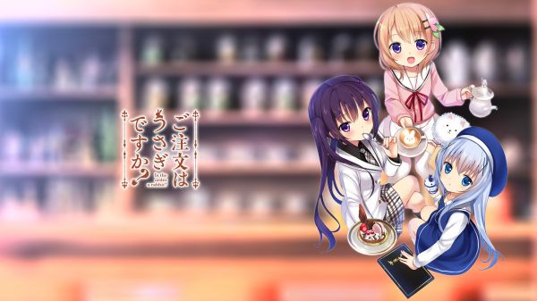 gadis anime,Gochuumon wa Usagi Desu ka,kabur,Kafuu Chino,Hoto Kokoa,Tedeza Rize