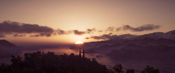 Assassin 's Creed,Videospel,skärmbild,solnedgång,Assassins Creed Odyssey