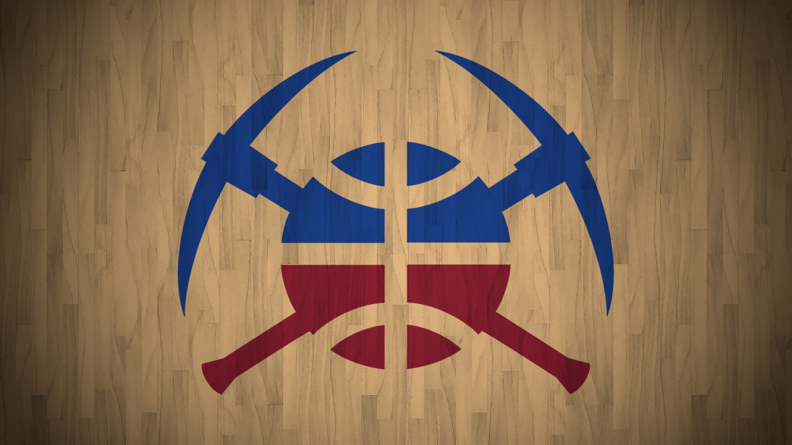 Denver Nuggets, NBA, basquetebol, logotipo, Denver, Colorado, Fundo simples, minimalismo, madeira