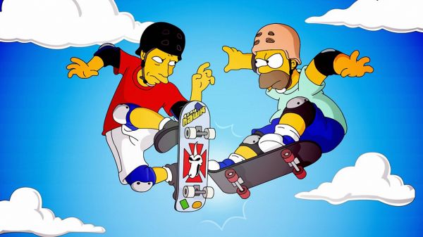 Illustration,Karikatur,Die Simpsons,Skateboarding,Homer Simpson,spielen