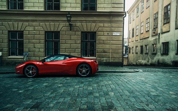 Ferrari,car,street,urban,building,cobblestone