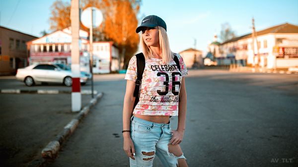 Aleksandr Suhar, women, model, blonde, portrait, outdoors