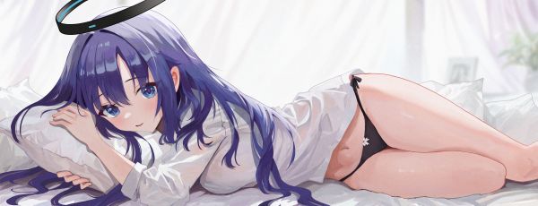 Halo,underwear,lying down,bed