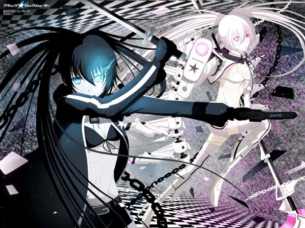 anime,Anime piger,Black Rock Shooter,tegneserier,illustration,Styrke Black Rock Shooter