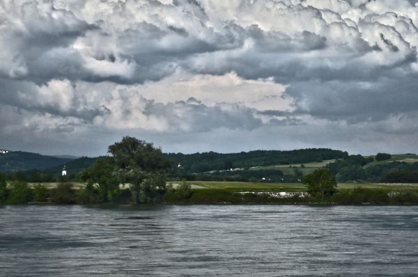 пейзаж, Рисование, картина, лодка, море, Залив