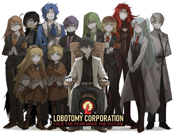 ProjectMoon,Lobotomy Corporation,animemeisjes,kijken naar kijker,anime jongens,logo