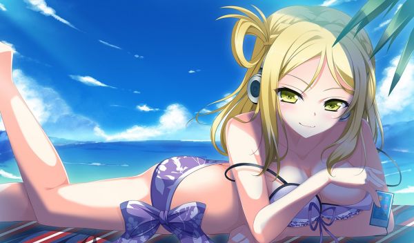 rubia,Anime,Chicas anime,Caracteres originales,bikini,captura de pantalla