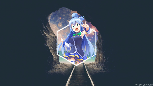 аниме,Аниме девушки,Коно Субарашии Секай ни Шукуфуку wo,Aqua KonoSuba,picture in picture,Raidy hd