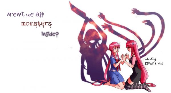 1920x1050 px,Elfen Lied,Gasai Yuno,Lucy Elfen Lied,Mirai Nikki,quote