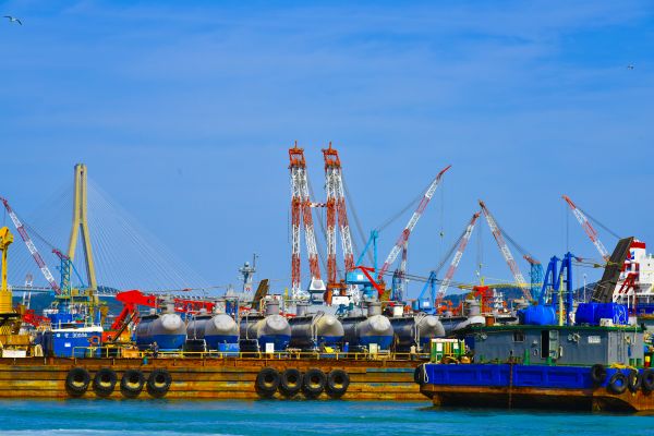 Máquina de gruas,Busan,panorama,porto