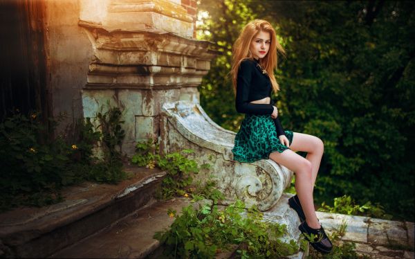 zonlicht,bomen,vrouw,model-,blond,women outdoors