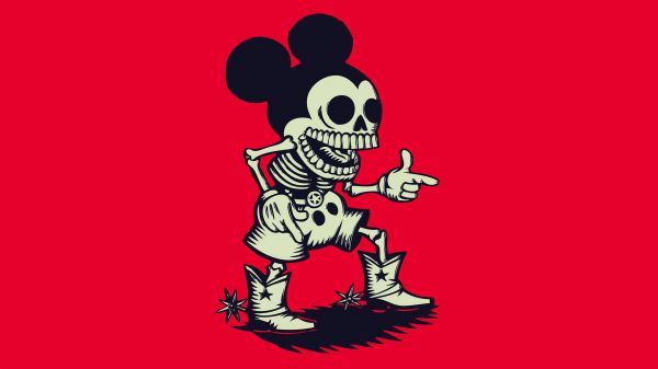 Mickey la souris,mort,rouge,Minimalisme