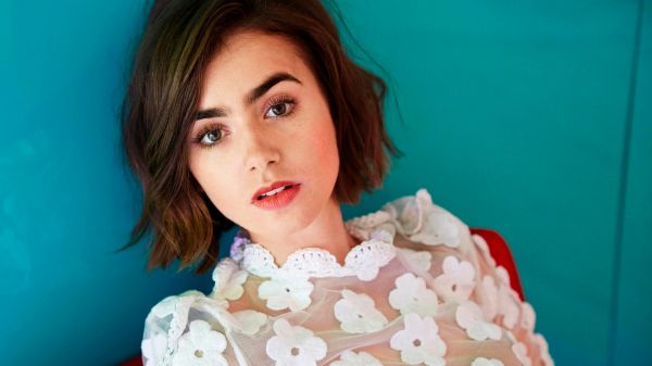 Lily Collins,ruskeaverikkö,kasvot,meikki