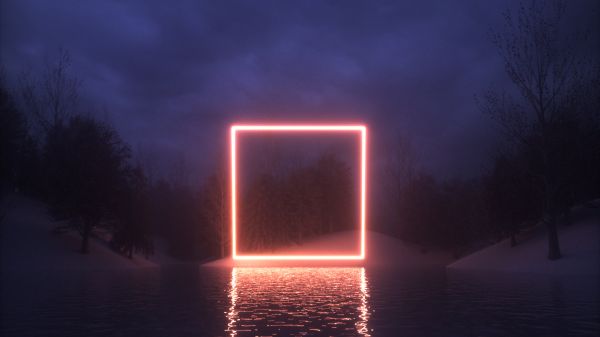 neon,négyzet,visszaverődés,természet,Cinema4D,éjszaka