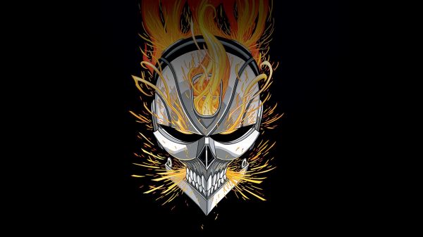 ogień,Ghost Rider,1920x1080 pikseli,czarne tło,Marvel Comics,Robbie Reyes