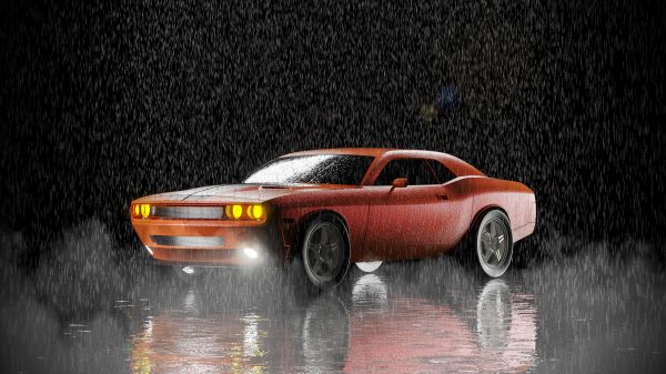 дигитално изкуство,CGI,3D графика,кола,отдръпване,Dodge Challenger