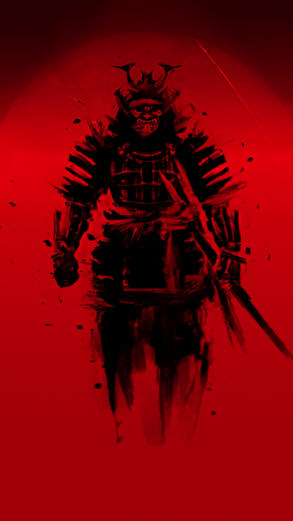 samurai,digital art,red,Japan,smartphone