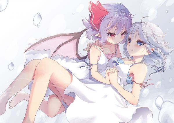 Anime, Dziewcząt anime, Remilia Scarlet, Touhou, Izayoi Sakuya, zawstydzony