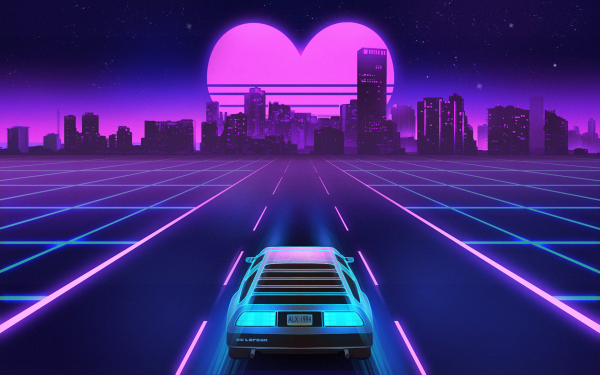 Sztuka cyfrowa, Retrowave, cyfrowy, Praca plastyczna, kwestia, światła