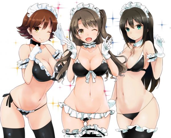 anime, animemeisjes, Honda Mio, bikini, Shibuya Rin, Shimamura Uzuki