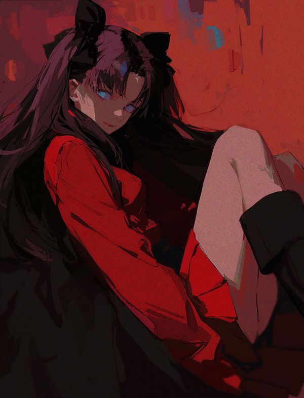 аниме,аниме момичета,Tohsaka Рин,Fate Series,Fate Stay Night,дълга коса