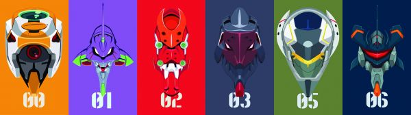 illustration,Neon Genesis Evangelion,EVA Unit 01,Minimalisme,arme,Affichage multiple