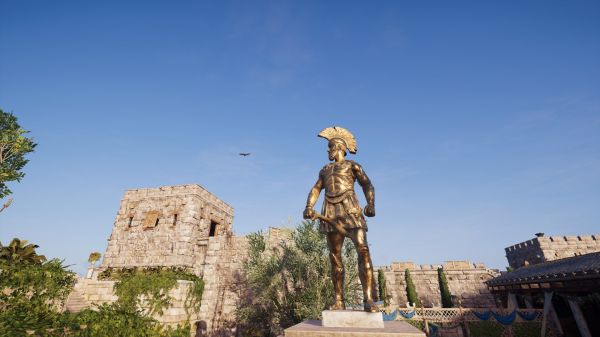 sky,sculpture,statue,horse,plant,working animal