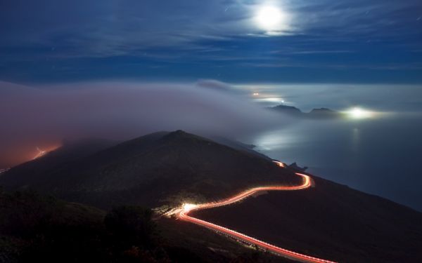 Manzara,Dağlar,gece,Bulutlar,Güneş ışığı,gökyüzü