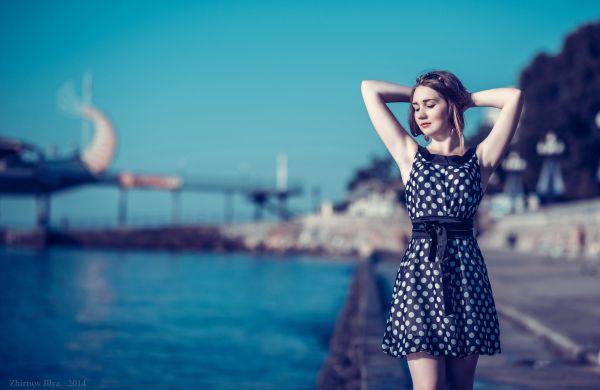 Femmes en plein air,femmes,maquette,brunette,la photographie,robe