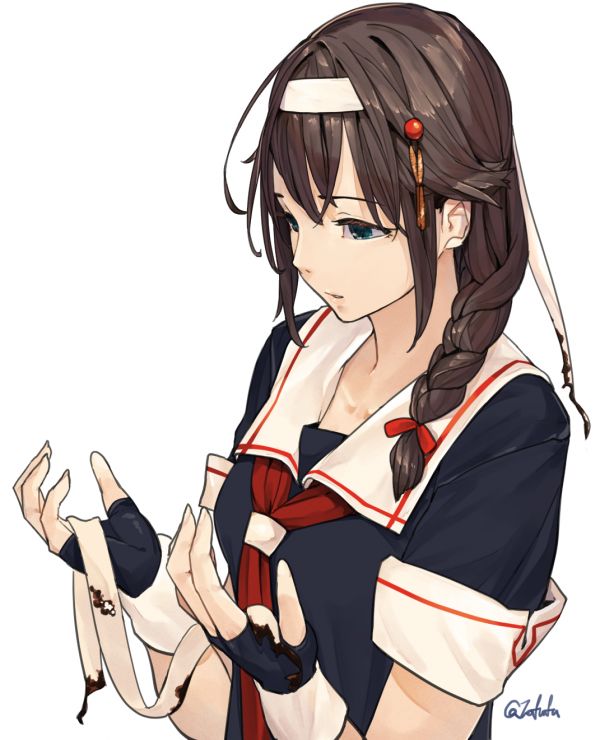 动漫,动漫女孩,Kantai系列,Shigure KanColle,shoulder length hair,手套