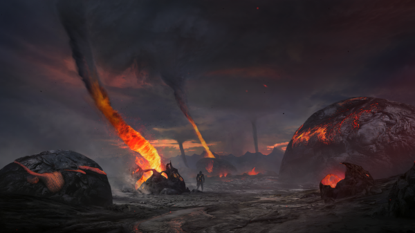 fantasy art,lava,storm