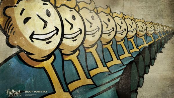 illustrasjon, Falle ut, Fallout New Vegas, graffiti, veggmaleri, Vault Boy